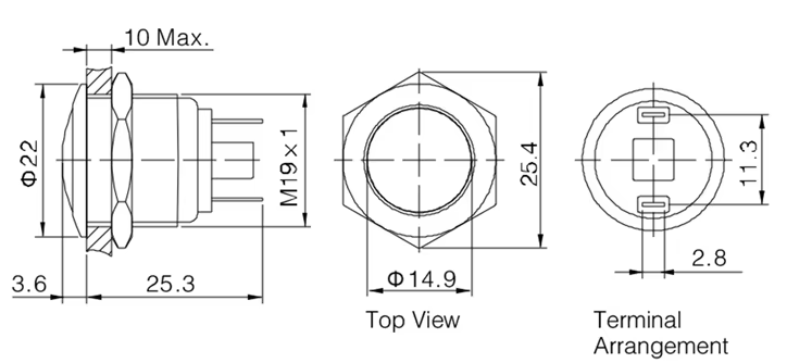 drukknop met kort contact